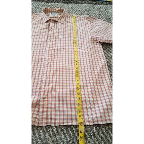 Columbia shirt Mens XL Short Sleeve Plaid Button Front orange - Picture 6 of 6
